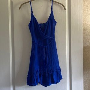 blue cross front dress with tie